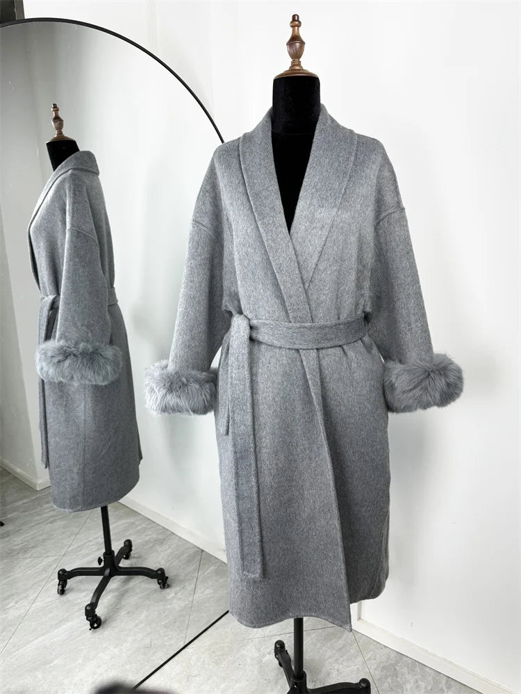 Eulalia - Tossy Fox Fur Wool Overcoat Women's Short Coat