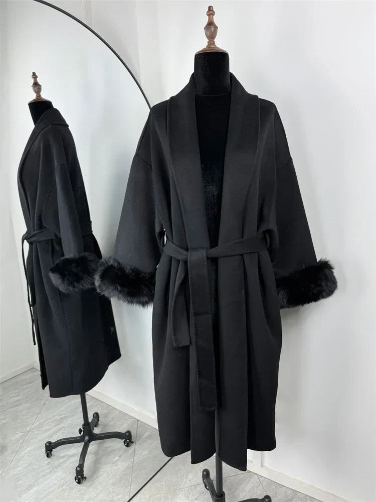 Eulalia - Tossy Fox Fur Wool Overcoat Women's Short Coat