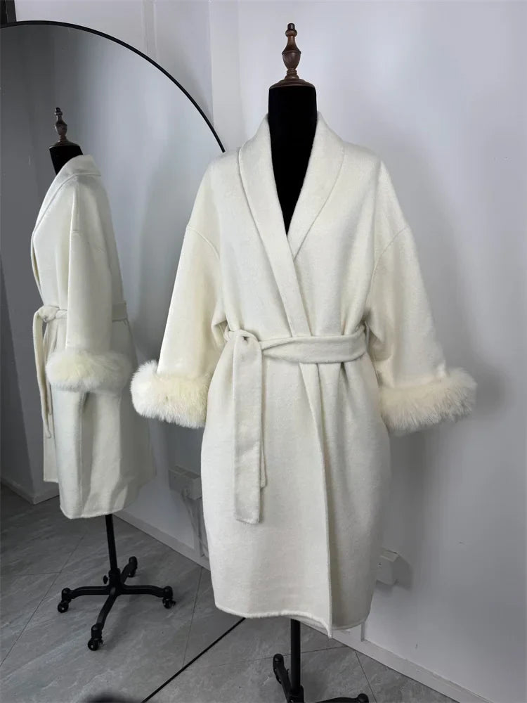 Eulalia - Tossy Fox Fur Wool Overcoat Women's Short Coat