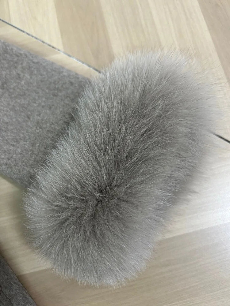 Eulalia - Tossy Fox Fur Wool Overcoat Women's Short Coat